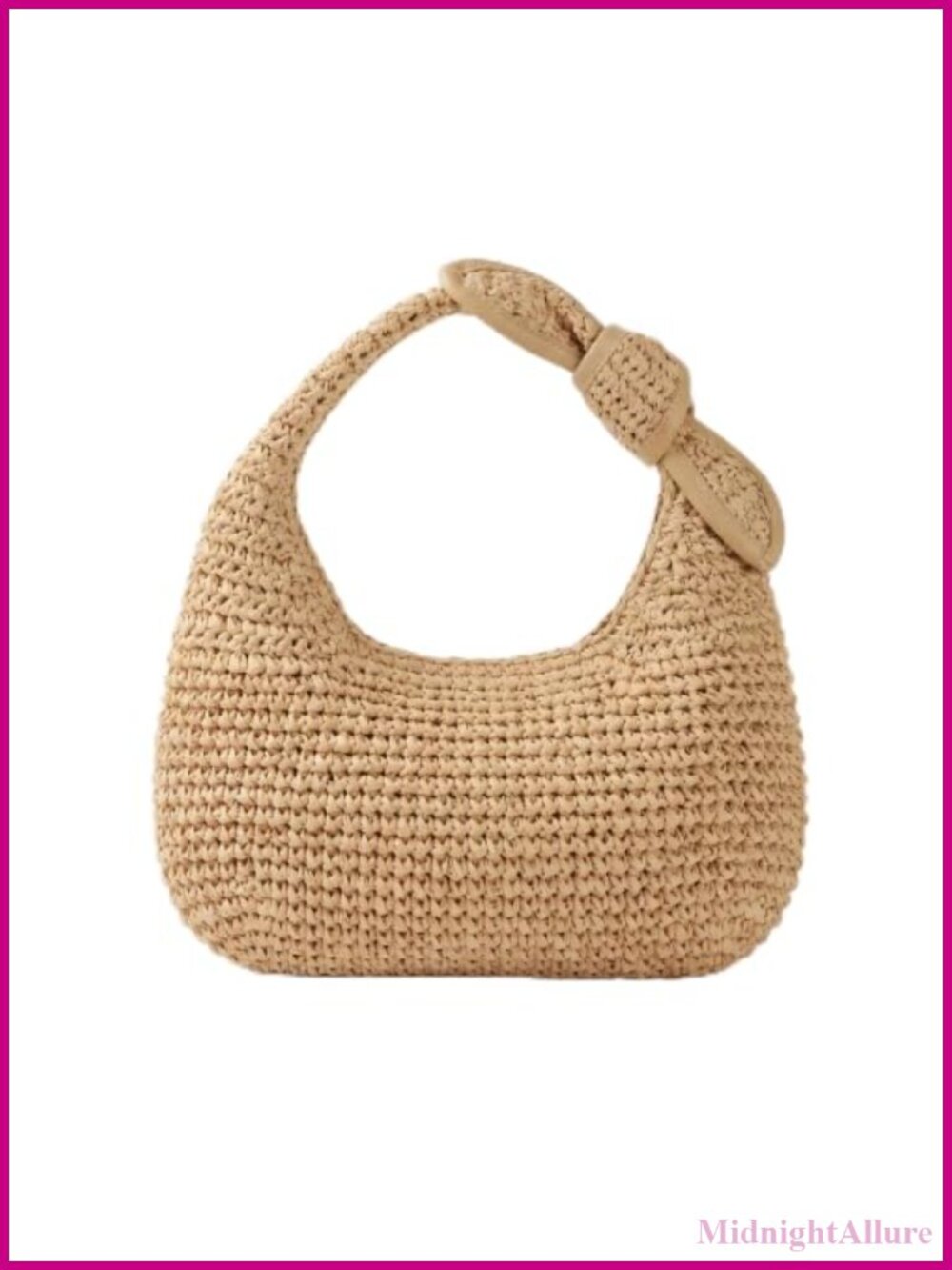 Handwoven Straw Hobo Bag Paper Rope V-Stitch Boho Purse